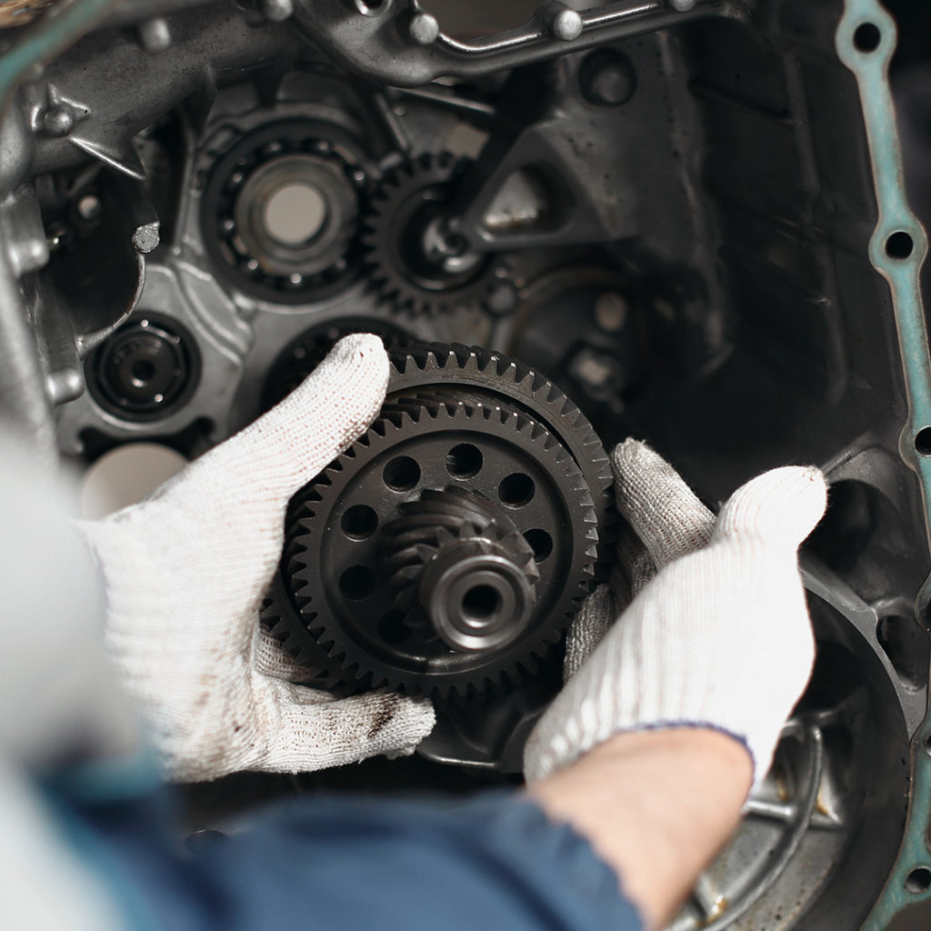 Transmission with the inner workings exposed.